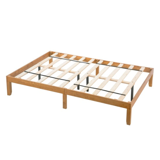 Solid Wood Queen Size Bed Frame with 10 Slats
