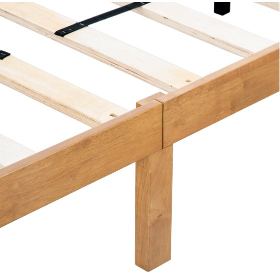 Solid Wood Queen Size Bed Frame with 10 Slats