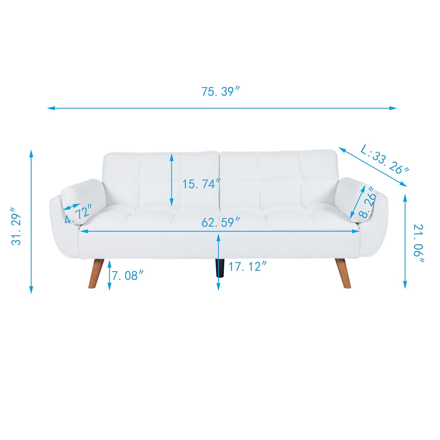 White Corduroy Sofa Bed