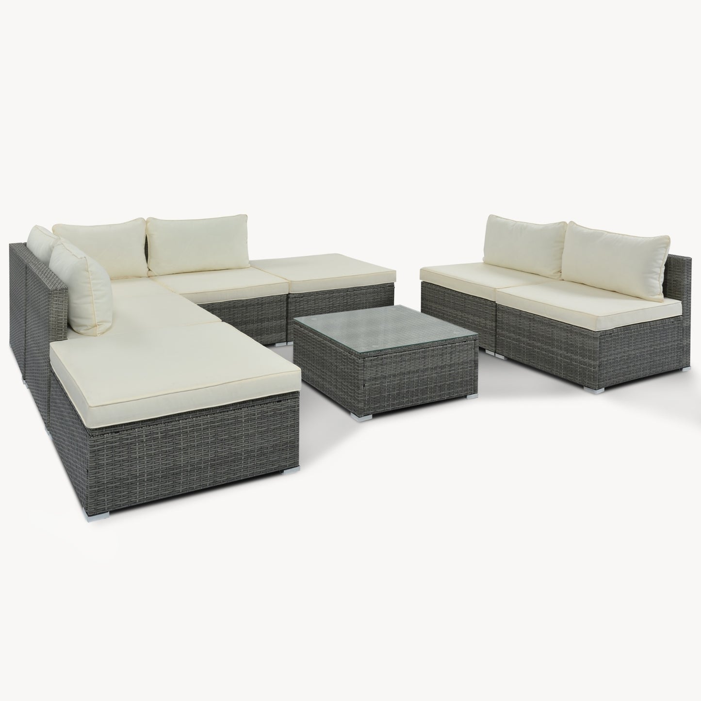 Patio Garden Wicker Sofa, Single Sofa Combinable
