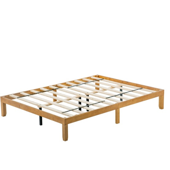 Solid Wood Queen Size Bed Frame with 10 Slats