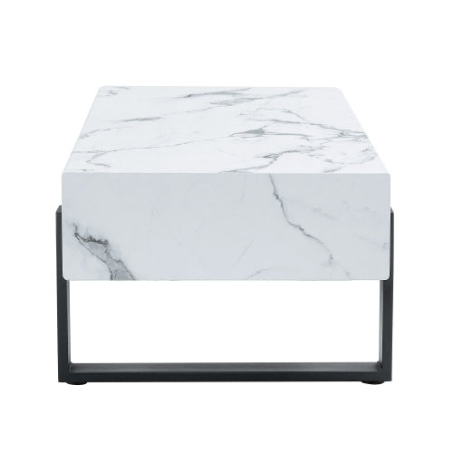 Black And White Minimalist MDF Marble Patterned Coffee Table