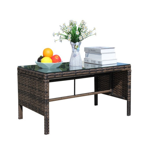 Patio, Coffee Table With Clear Tempered Glass