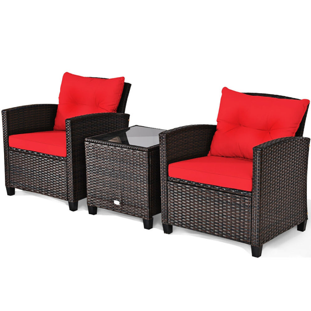 Stylish 3-Piece Rattan Patio Furniture Set with Washable Cushions