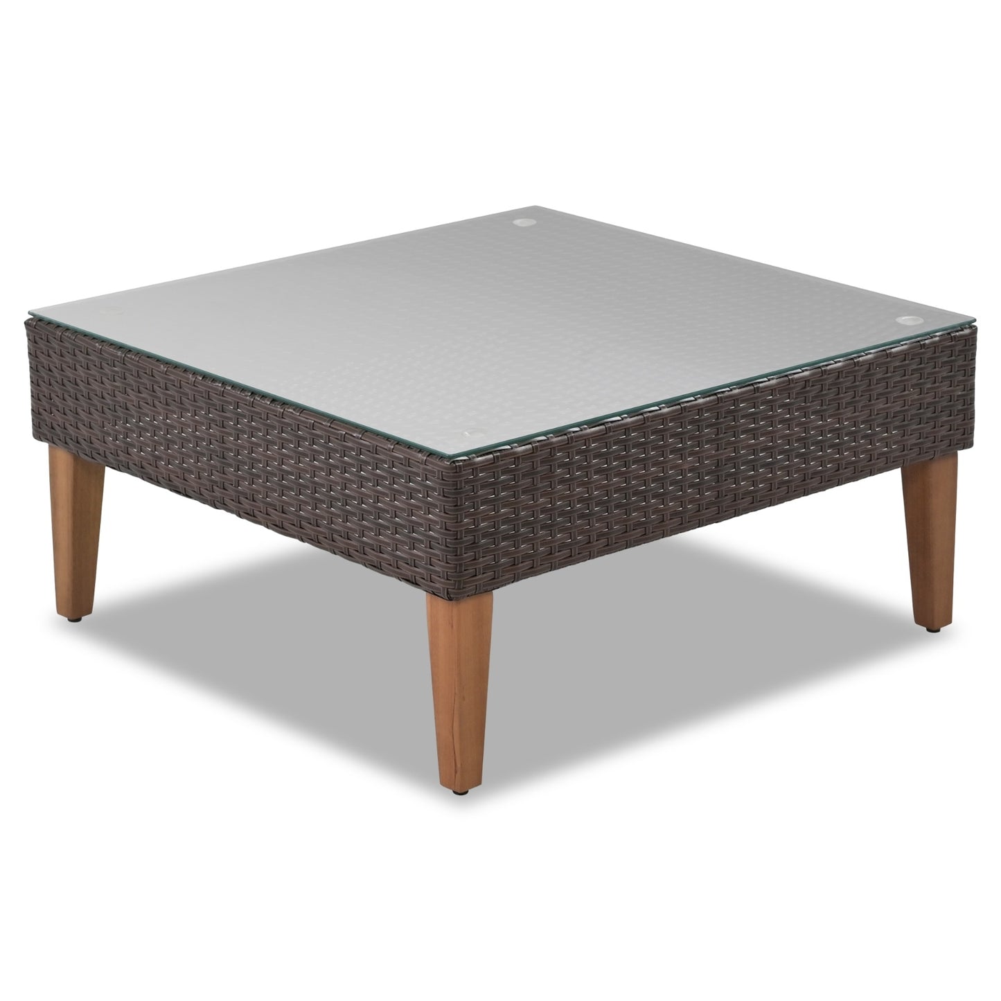 Gray Wicker Half-Moon Sectional Patio Set with Coffee Table