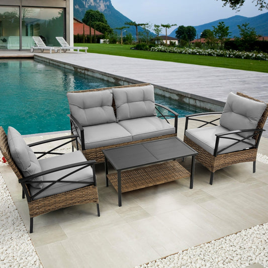 Patio Sectional Set - KD Rattan Wicker Garden