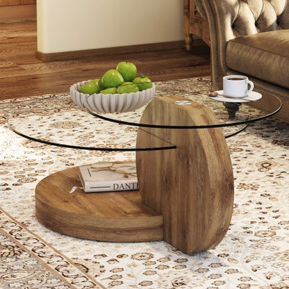 Modern Double-layer Round Table Glass Top