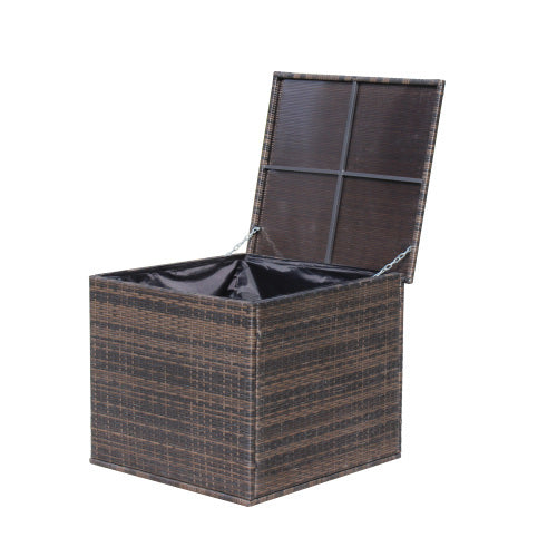 Patio Sectional Wicker Rattan Set With Storage Box Brown