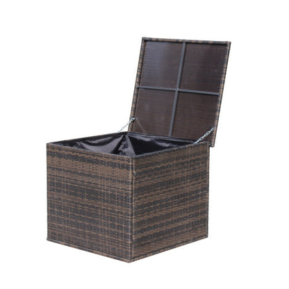 Patio Sectional Wicker Rattan Set With Storage Box Brown