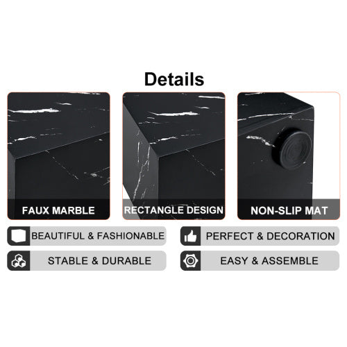 Black Marble Texture MDF Coffee Table - Luxurious Design, Perfect Living Room Accent