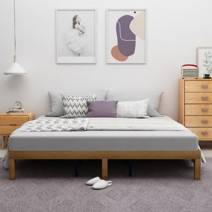 Solid Wood Queen Size Bed Frame with 10 Slats
