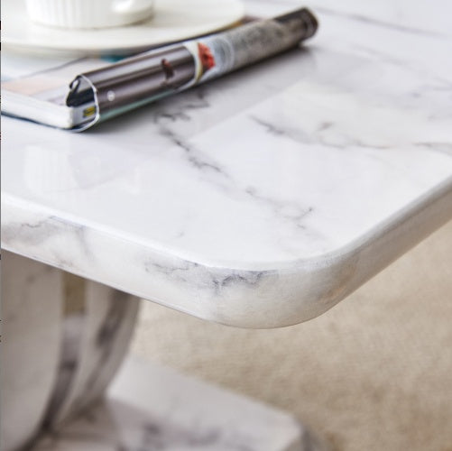 Modern Minimalist Grey Marble Pattern Sticker Pattern MDF Rectangular Coffee Table