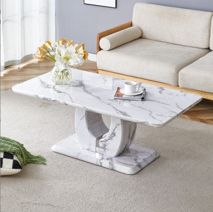 Modern Minimalist Grey Marble Pattern Sticker Pattern MDF Rectangular Coffee Table