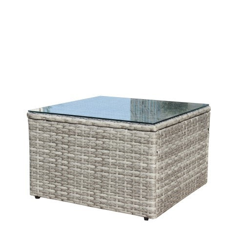 Patio Sectional Wicker Rattan Set With Storage Box Grey
