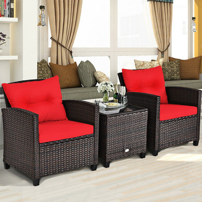 Stylish 3-Piece Rattan Patio Furniture Set with Washable Cushions