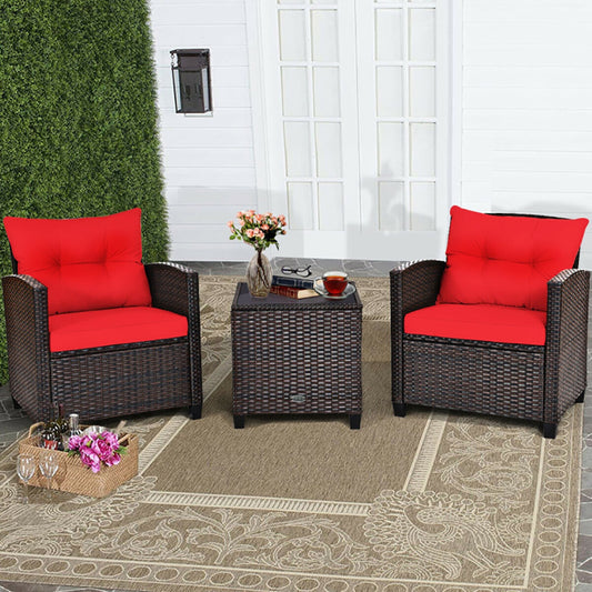 Stylish 3-Piece Rattan Patio Furniture Set with Washable Cushions