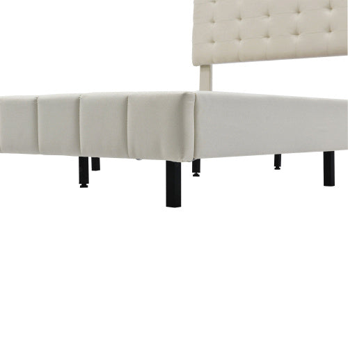 Modern Upholstered Floating Bed Frame with LED Lights & Headboard Design