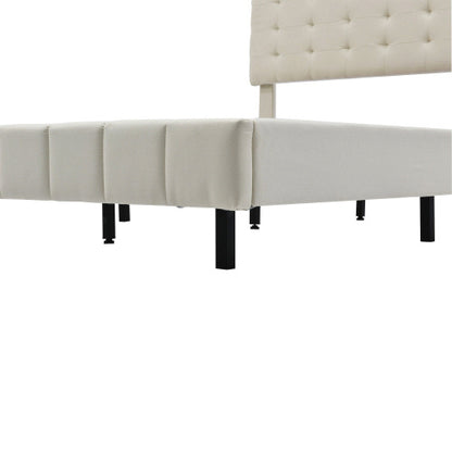 Modern Upholstered Floating Bed Frame with LED Lights & Headboard Design