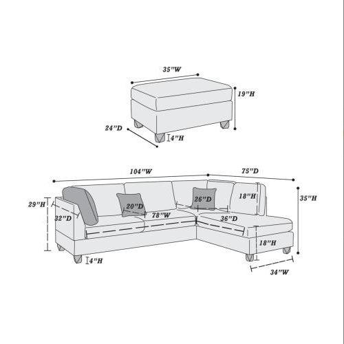 Gray 3 Piece Sectional Sofa