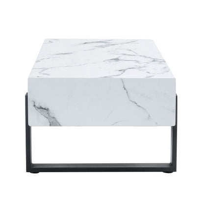 Black And White Minimalist MDF Marble Patterned Coffee Table