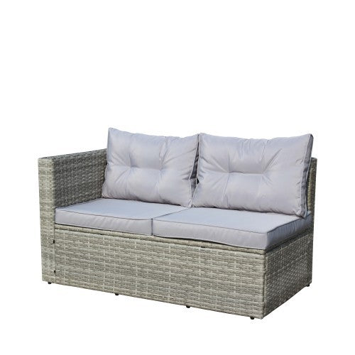 Patio Sectional Wicker Rattan Set With Storage Box Grey