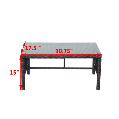 Patio, Coffee Table With Clear Tempered Glass
