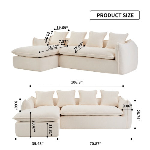 3 Seater Oversized Comfy Sofa L-Shape
