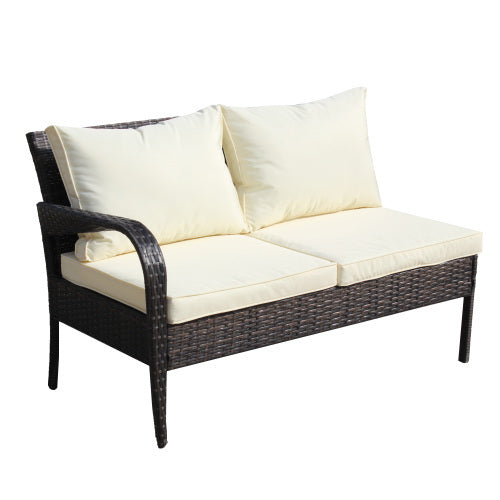 Patio Sectional Wicker Rattan Set With Storage Box Brown