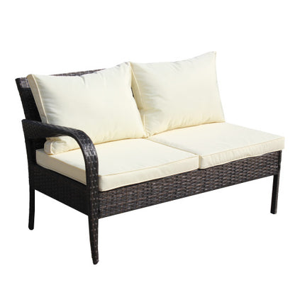 Patio Sectional Wicker Rattan Set With Storage Box Brown