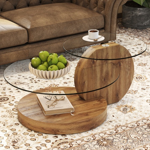 Modern Double-layer Round Table Glass Top