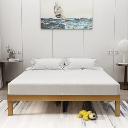 Solid Wood Queen Size Bed Frame with 10 Slats