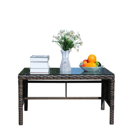 Patio, Coffee Table With Clear Tempered Glass