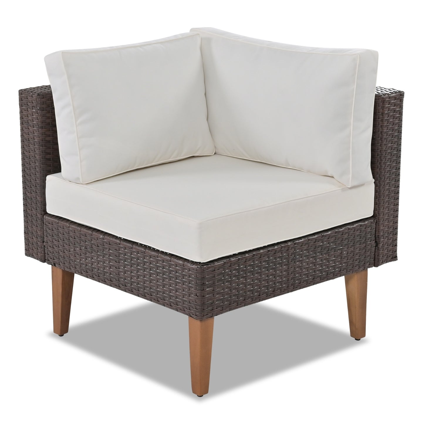 Gray Wicker Half-Moon Sectional Patio Set with Coffee Table