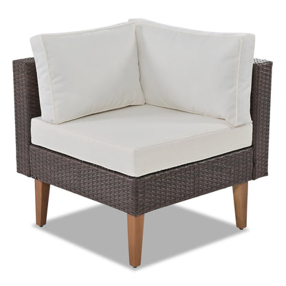 Gray Wicker Half-Moon Sectional Patio Set with Coffee Table