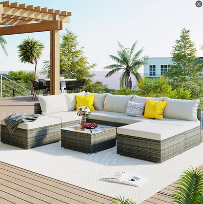 Patio Garden Wicker Sofa, Single Sofa Combinable