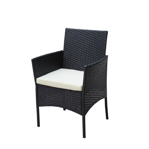 Rattan Patio Set Cushioned Seat Wicker Sofa Beige Cushion