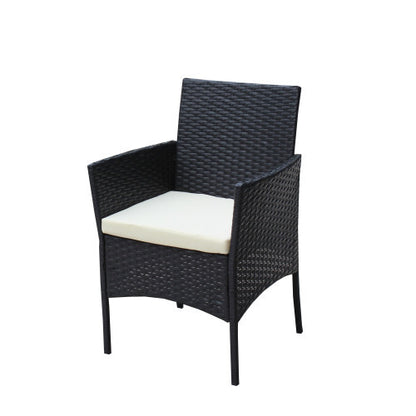 Rattan Patio Set Cushioned Seat Wicker Sofa Beige Cushion