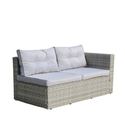 Patio Sectional Wicker Rattan Set With Storage Box Grey