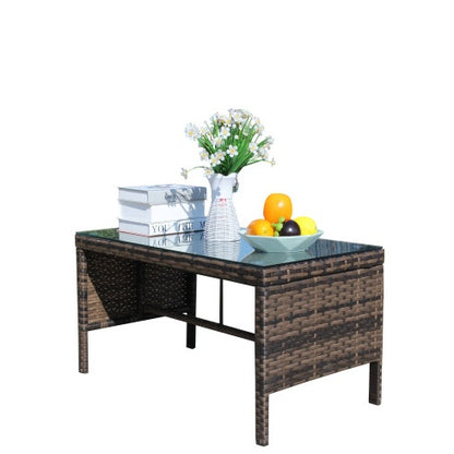 Patio, Coffee Table With Clear Tempered Glass