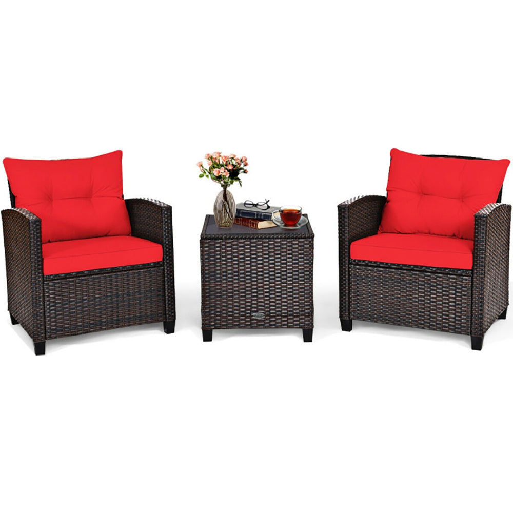 Stylish 3-Piece Rattan Patio Furniture Set with Washable Cushions