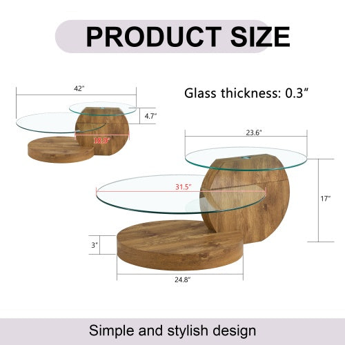 Modern Double-layer Round Table Glass Top